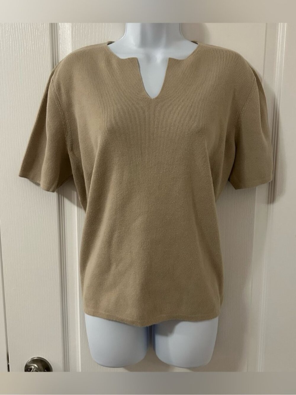 Vintage Women's Knit Top Size 1X Taupe Whimsigoth 90s Y2k Business Casual